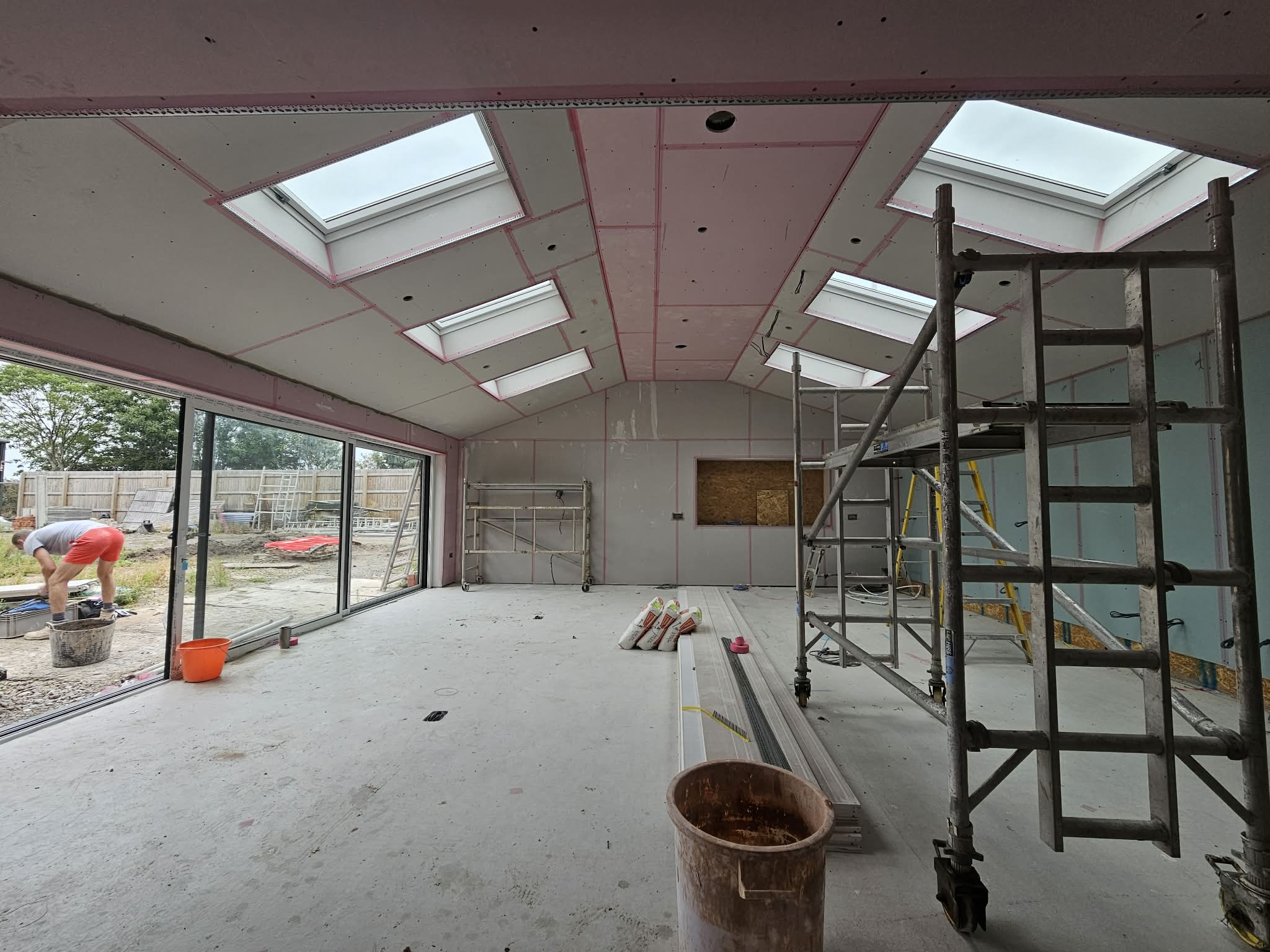 Vaulted extension after boarding and before plastering