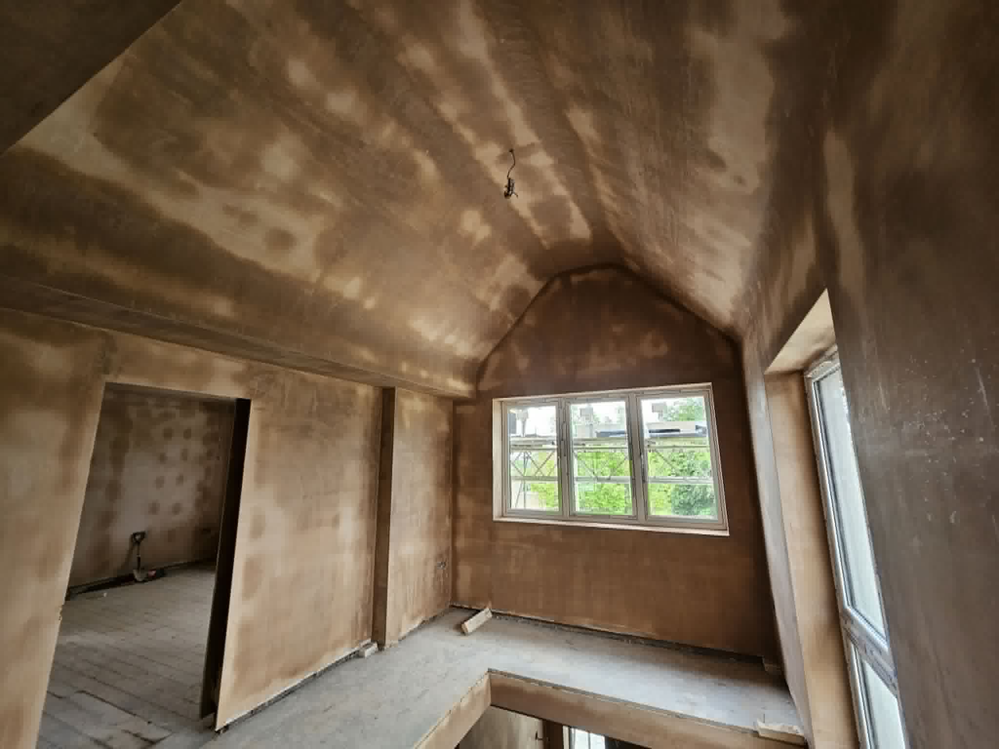 Loft landing and stair opening after plastering