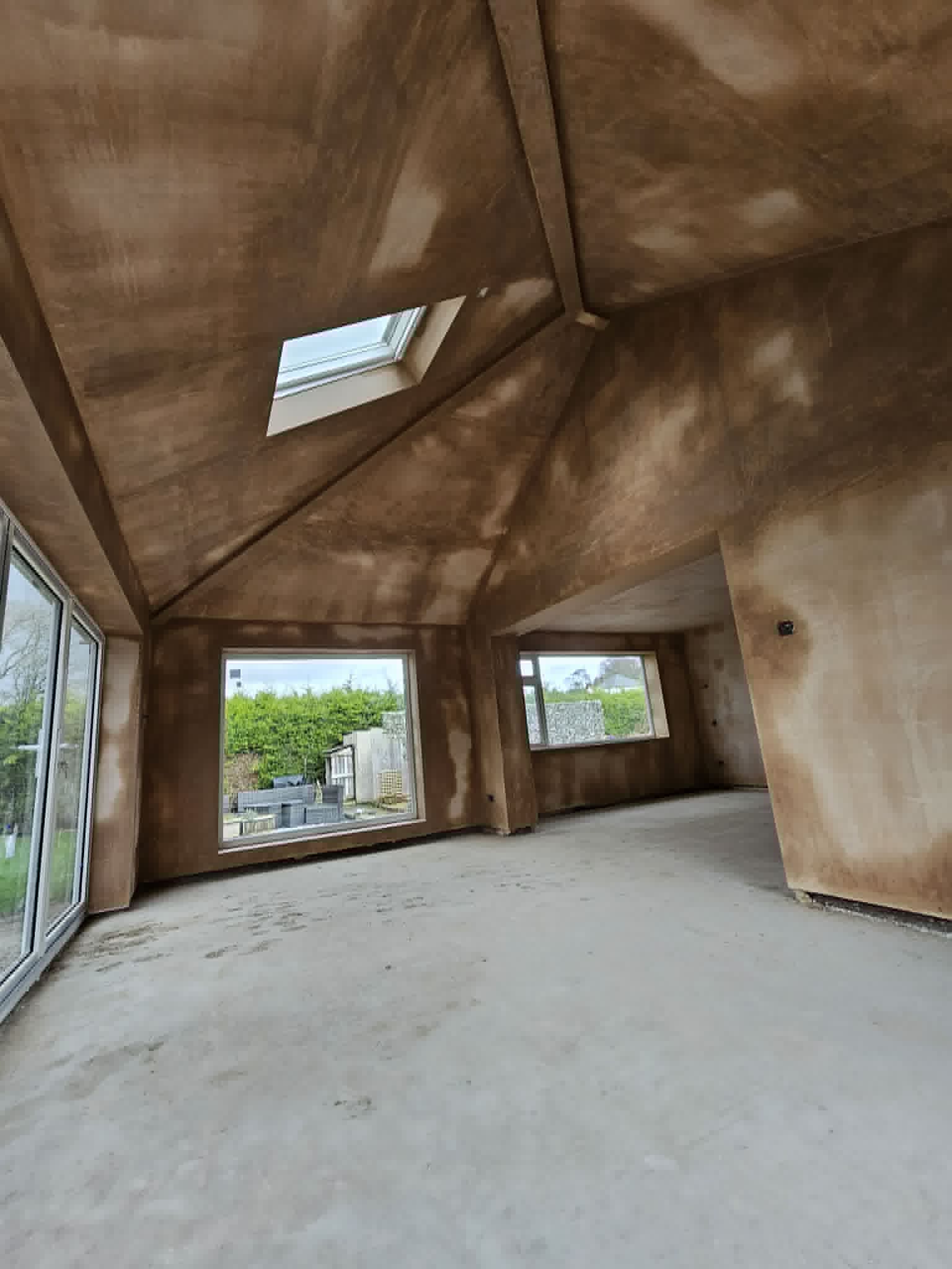 Vaulted extension with newly plastered walls and ceiling